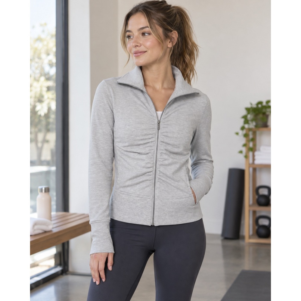 Lululemon Gather Up Full Zip Up Jacket Gray Women's Size 6 Stretch Athletic LS